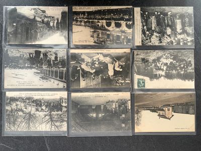 several old black and white photographs of people riding on a train
