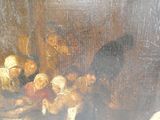 une peinture représentant un groupe de personnes dans une pièce
