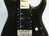 an image of a black electric guitar on a white background