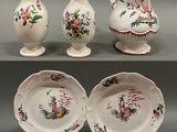 four different pictures of a vase, plate, and bowl
