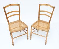 Paire de chaises en bois naturel style bambou, assise cannée… (photo 2)