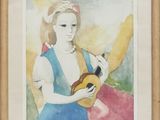 une image représentant un tableau où l'on voit une femme tenant une guitare