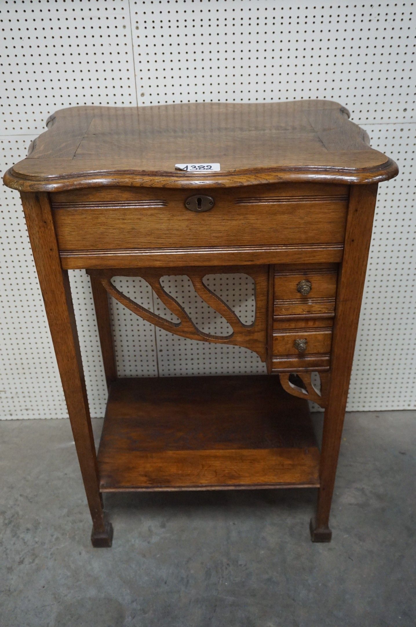 Table à couture Art nouveau - chêne - plateau rabattable ave…