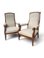 Paire de fauteuils Voltaire en acajou, placage d'acajou, les… (photo 2)
