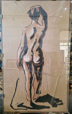 une photo d'un tableau représentant une femme nue, exposé