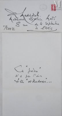 MATHIEU Georges (1921-2012) Lettre manuscrite, 1993