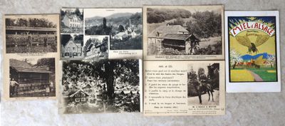 plusieurs vieilles photographies en noir et blanc représentant des personnes à cheval