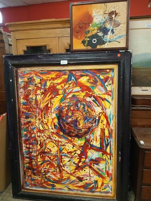 an image of a painting on display in a room with other paintings