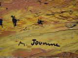 an image of a painting of a person on a horse in a field