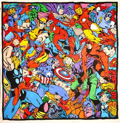 the avengers are all together in this colorful scarf