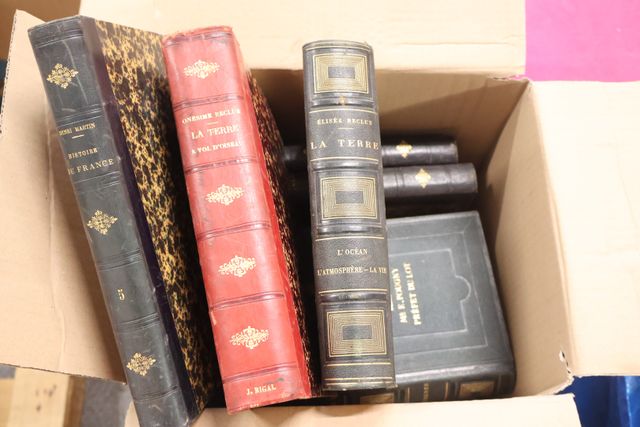 Lot de 3 cartons dont Elisée RECLUS, la terre 2 vol., la terre à ...