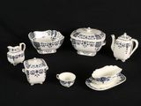 an image of a group of blue and white dishes and cups