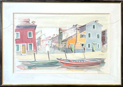Albert JAFFRE (XXe). Burano, lagune de Venise.