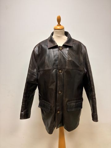 REDKINS - Veste en cuir marron, simple boutonnage, deux poches à ...