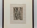 une image représentant un dessin en noir et blanc dans un cadre marron