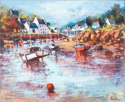 Henri LAHAYE (Né en 1949) - "Petit port du Morbihan", huile …