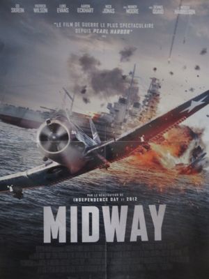 the poster for the movie midway is shown in the middle of the water