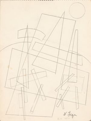 une image représentant un dessin composé de lignes et de formes sur une feuille de papier