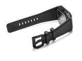 the strap is black and has a buckle on it