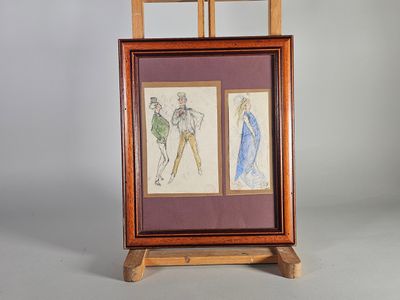 Alfred GRÉVIN (1827-1892). Silhouettes. Deux dessins aux crayons de co