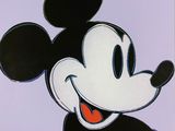 painting of a cartoon mickey mouse with a goofy expression on it ' s face