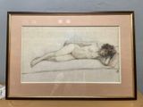 tableau représentant une femme nue allongée sur le dos sur une table