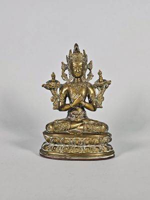 Sujet en alliage de cuivre représentant le bodhisattva Vajra…