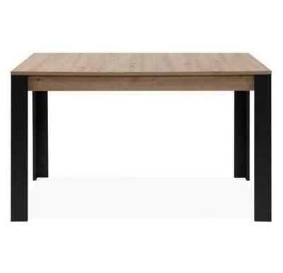 une table en bois aux pieds noirs sur fond blanc
