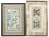 deux tableaux encadrés représentant des oiseaux et des fleurs sur fond blanc