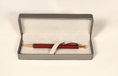 PIERRE CARDIN Stylo bille rétractable en métal doré et bois …