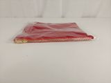 a red zipper bag with a gold zipper on it