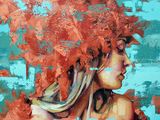 un tableau représentant une femme coiffée d'un chapeau rouge