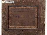 an old wooden picture frame with a piece of paper taped to it