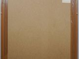 a painting of a brown frame with a label on it