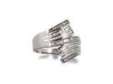 sterling silver ring with white diamonds on a white background