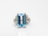 une bague aigue-marine et diamant