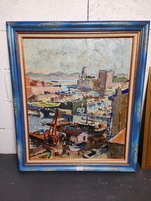 Jean ARENE : "Le Vieux Port". Huile sur toile, SBD, 60 x 73 …