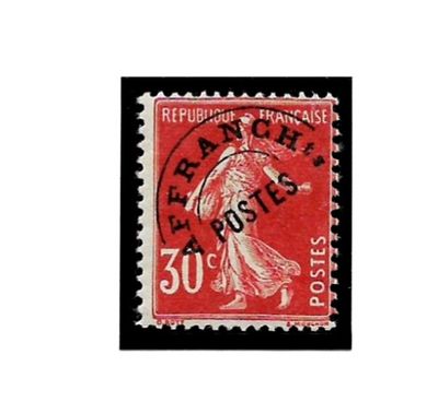 un timbre rouge et noir sur lequel figure un oiseau