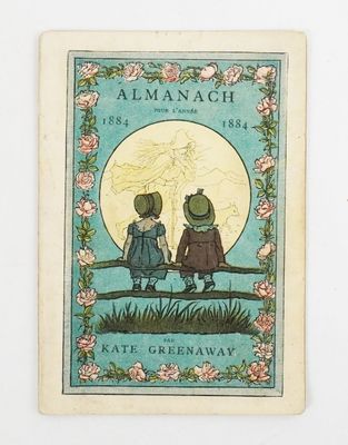 deux enfants assis sur un banc, avec la pleine lune en arrière-plan