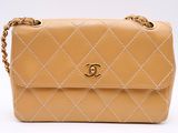chanel beige quilted lambskin flap bag
