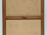 a painting of a wooden frame with a piece of paper taped around it