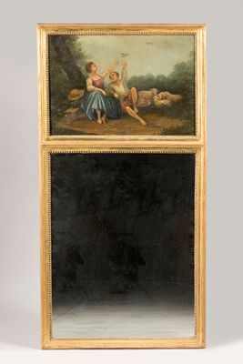 two framed paintings of a woman and a child in a landscape