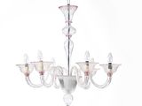 a close up of a chandelier with five lights on a white background