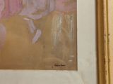 an image of a painting of a woman in a pink dress