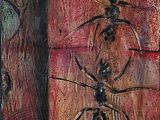 un tableau représentant une araignée et une araignée sur un mur