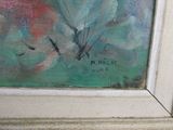 a painting on the wall of a room with a picture on it