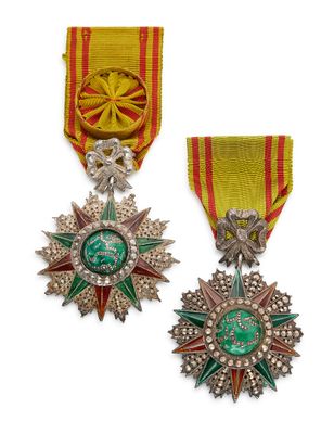 deux médailles avec des rubans et une étoile sur fond blanc