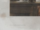 une photo d'un chat assis sur une table avec une tasse et une soucoupe
