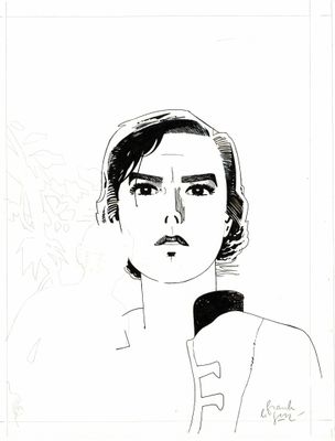 un dessin représentant un homme avec une moustache et une moustache sur le visage