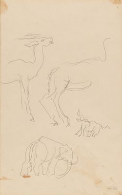 une image représentant un dessin d'un cheval et d'autres animaux